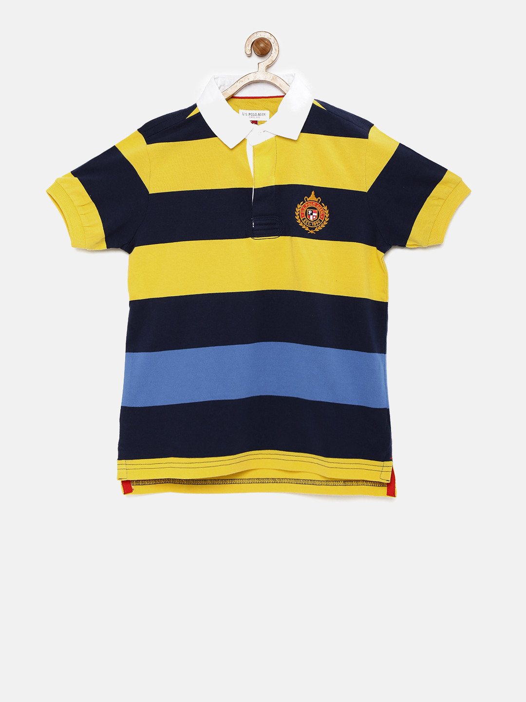 Buy U.S. Polo Assn. Kids Boys Yellow Striped Polo Pure Cotton T Shirt