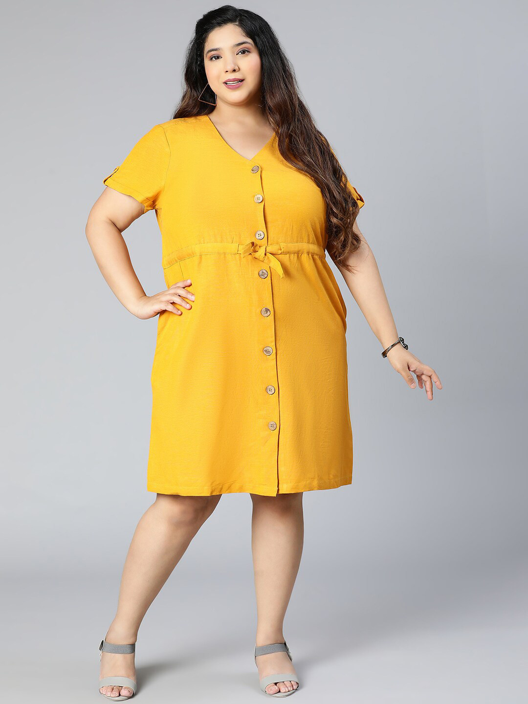 Buy Oxolloxo Mustard Yellow A Line Dress Dresses for Women 18803452
