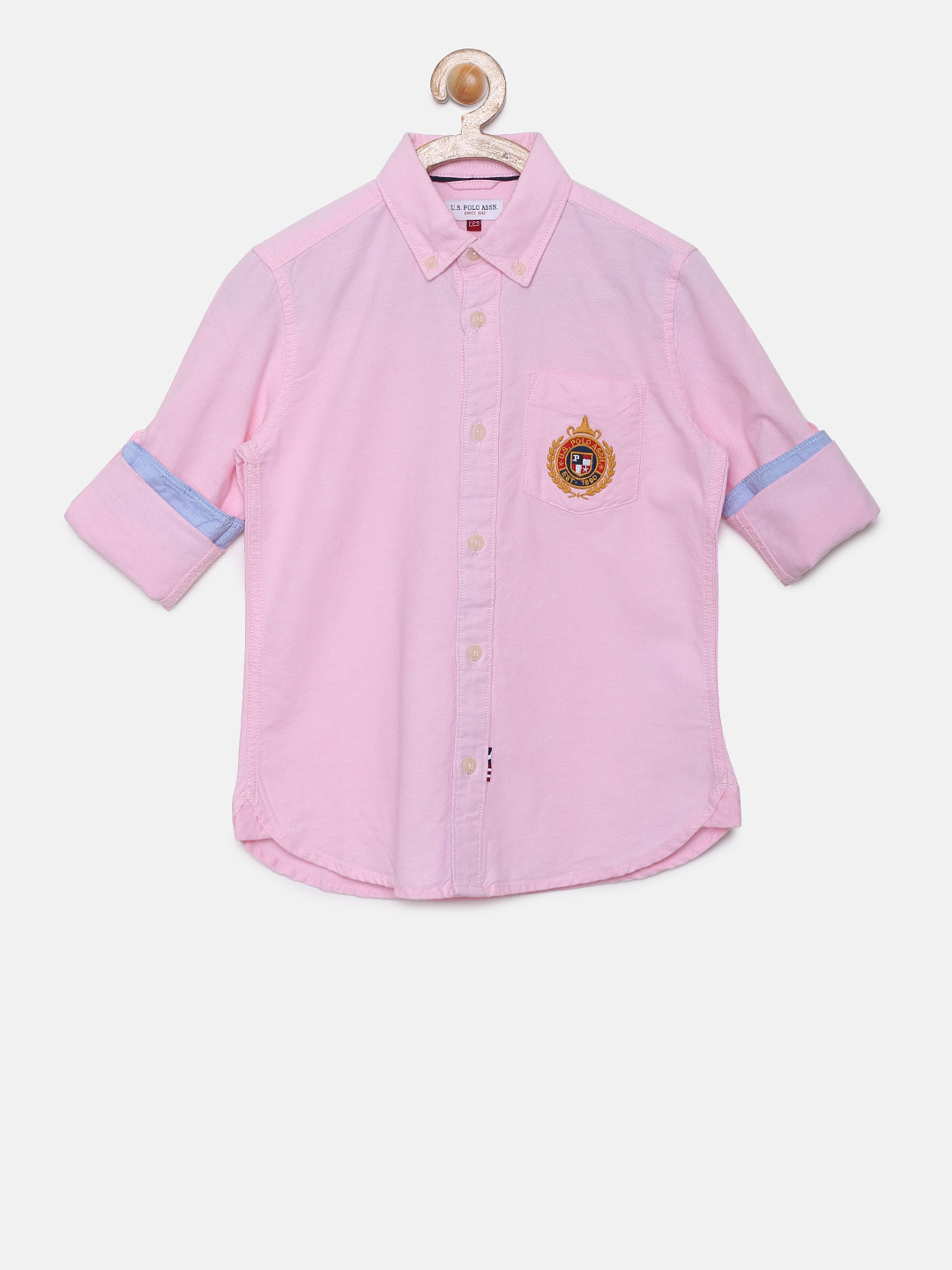Buy U.S. Polo Assn. Kids Boys Pink Regular Fit Solid Casual Shirt