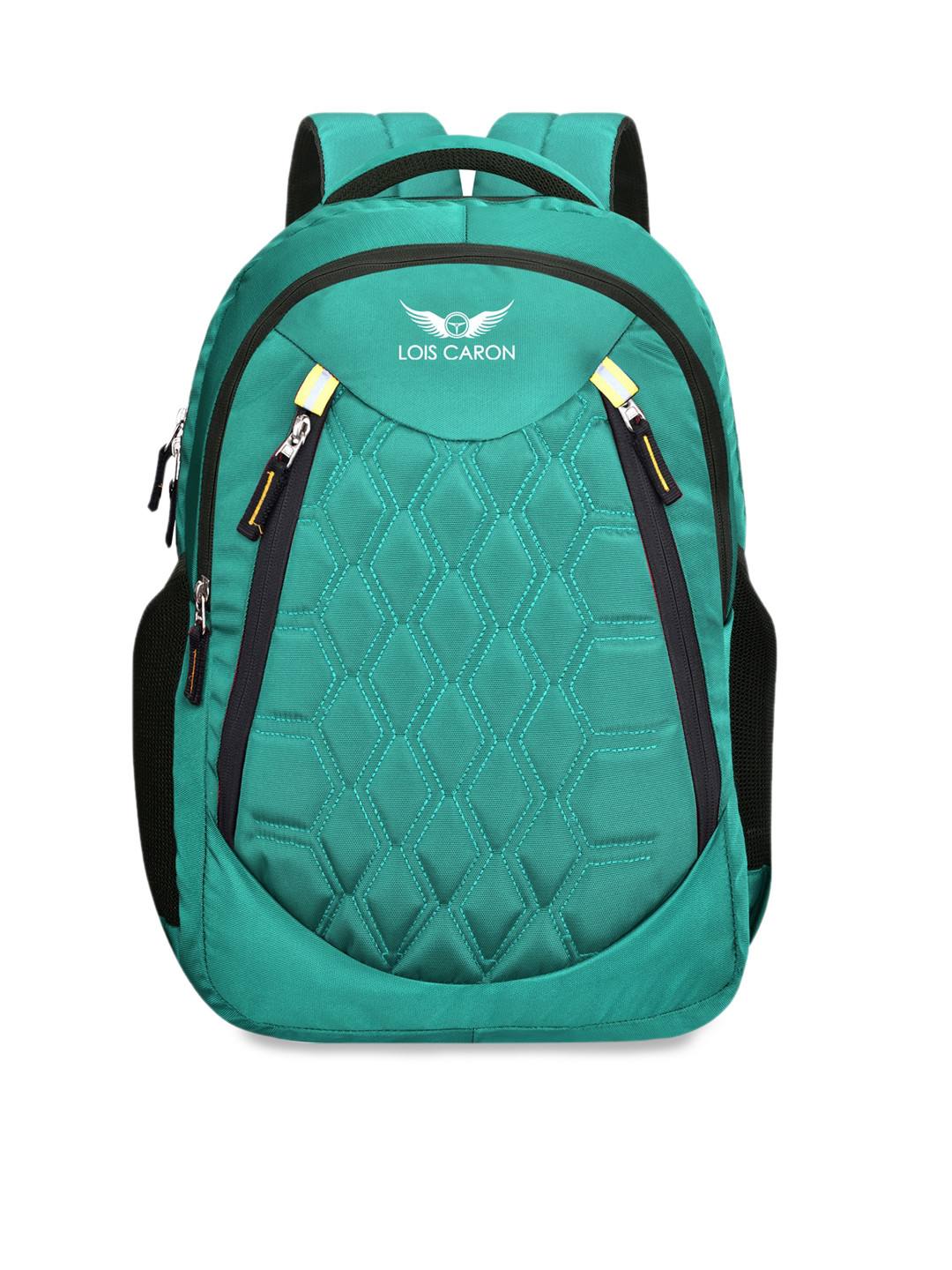 Buy LOIS CARON Unisex Green & Black Backpack With Compression Straps