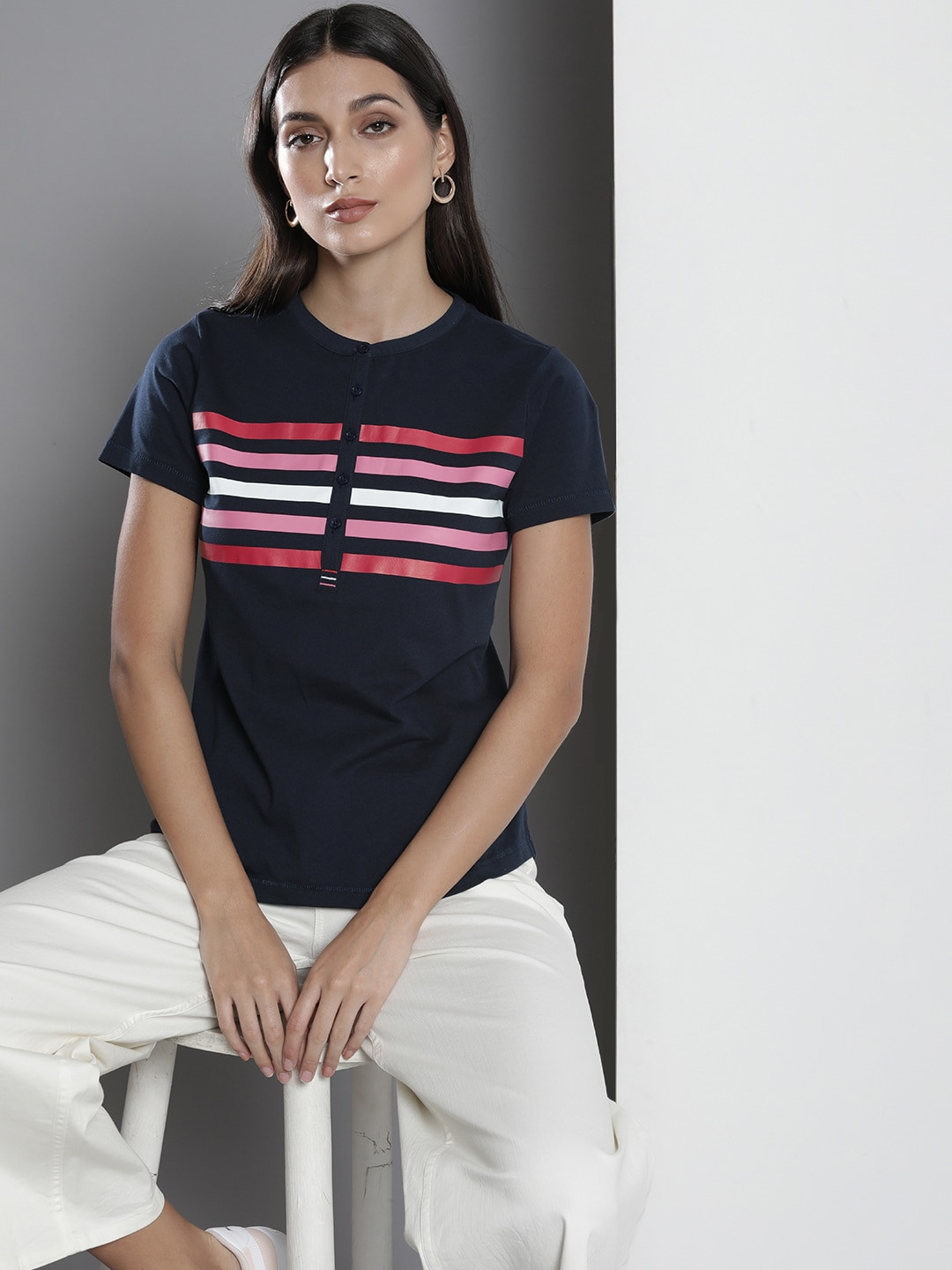 ROTHECA NAVY BLUE JERSEY TOP