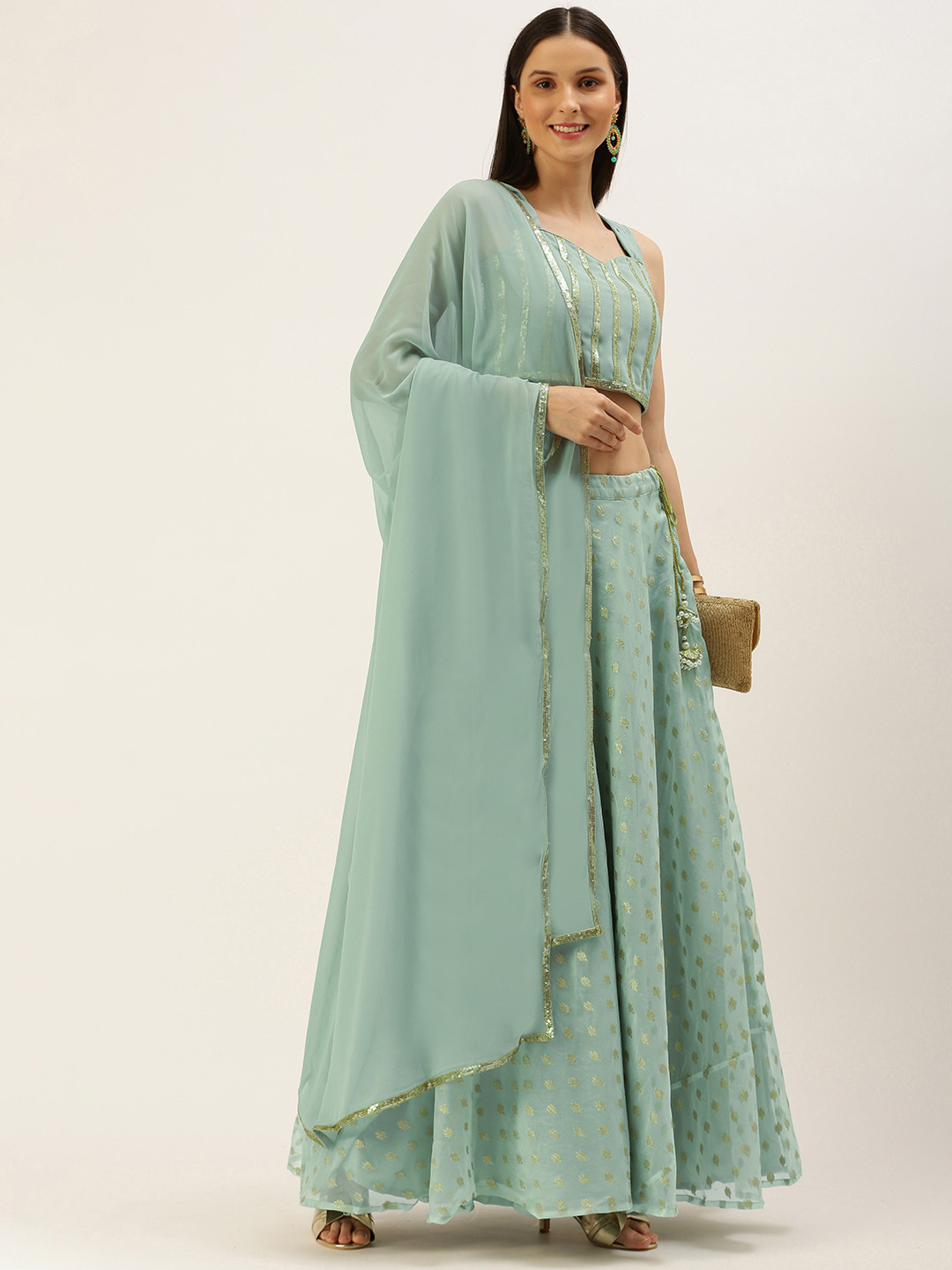 Women Embellished Sequinned Ready To Wear Lehenga Choli With Dupatta