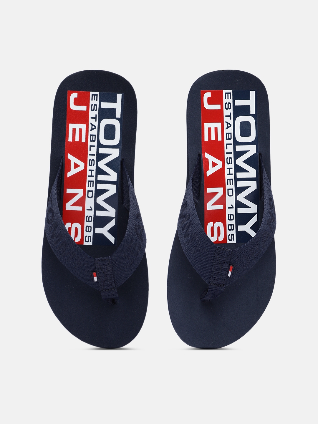 Buy Tommy Hilfiger Men Navy Blue Printed Thong Flip Flops - Flip Flops ...
