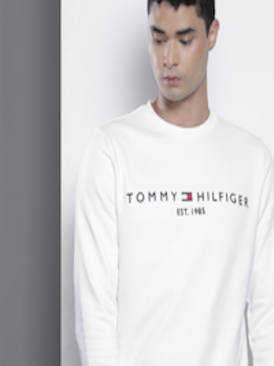 Buy Tommy Hilfiger Men White Embroidered Sweatshirt - Sweatshirts for ...