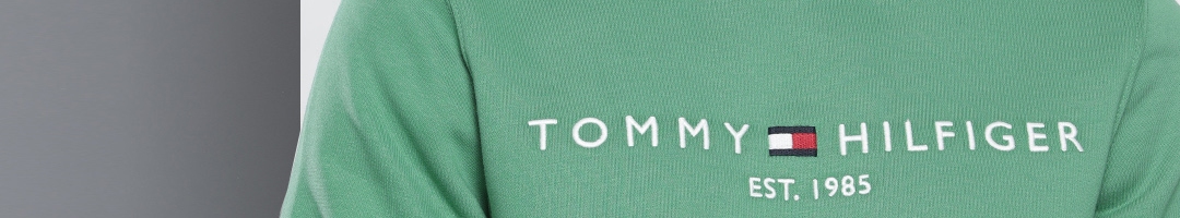 Buy Tommy Hilfiger Men Green & White Embroidered Sweatshirt ...