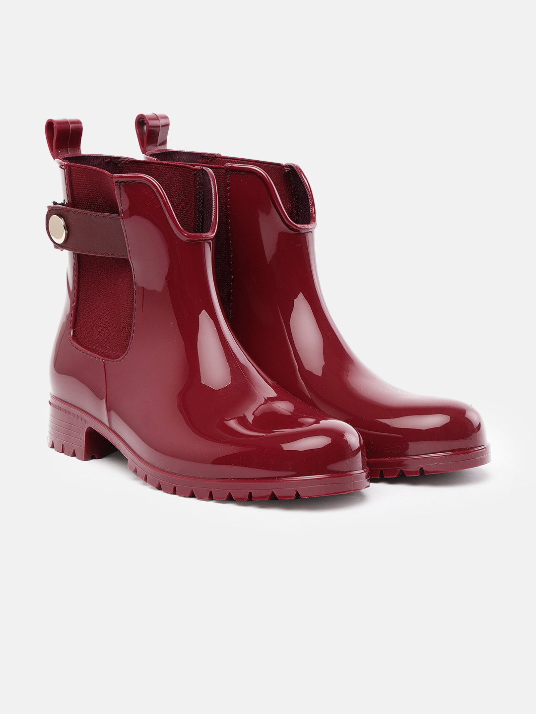 Buy Tommy Hilfiger Women Maroon Solid Ankle Length Rain Boots Boots