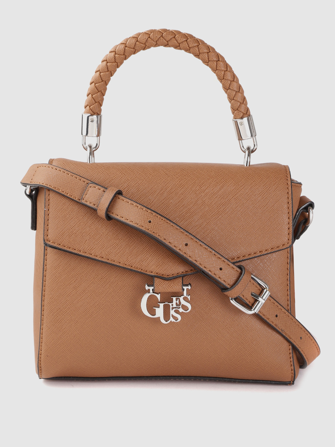 Buy GUESS Brown Solid Structured Satchel Handbags for Women 18821358