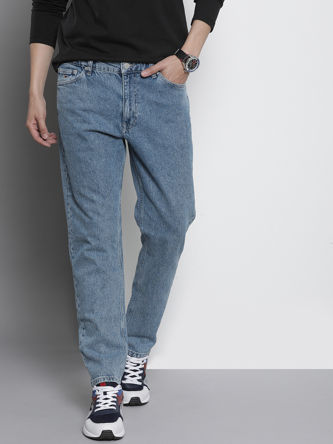 Buy Tommy Hilfiger Men Blue Tapered Fit Mid Rise Stretchable Jeans