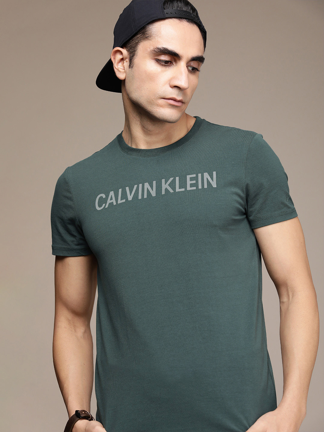 Buy Calvin Klein Jeans Men Teal Blue Brand Logo Printed Slim Fit T Shirt Tshirts for Men