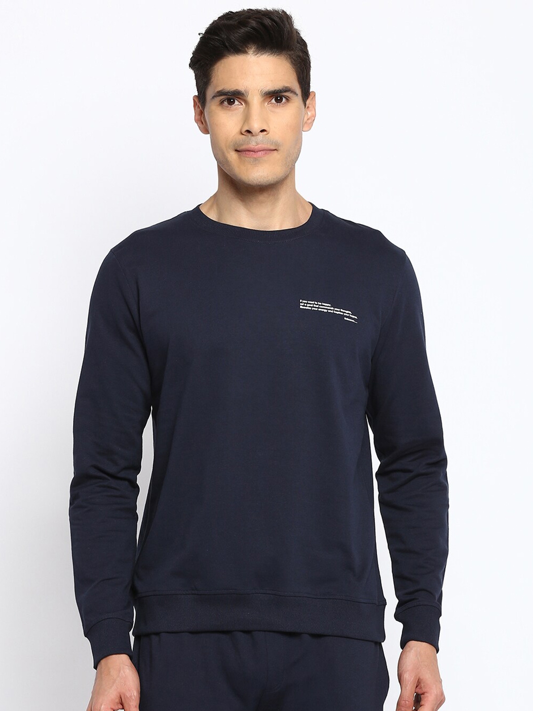 Buy R&B Men Navy Blue Colourblocked Sweatshirt - Sweatshirts for Men ...