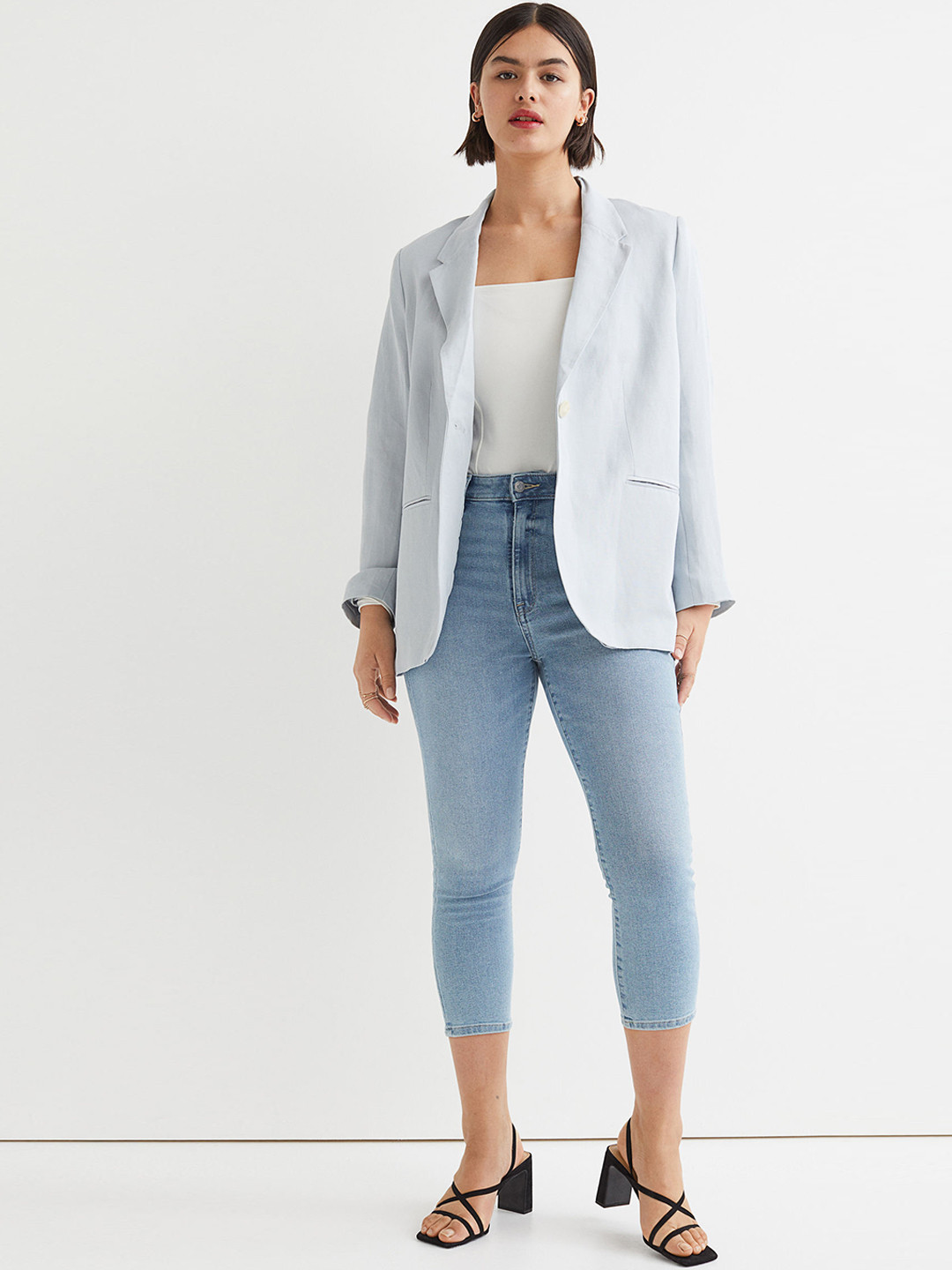 Buy H&M Women Blue Skinny High Cropped Jeans Jeans for Women 18834672