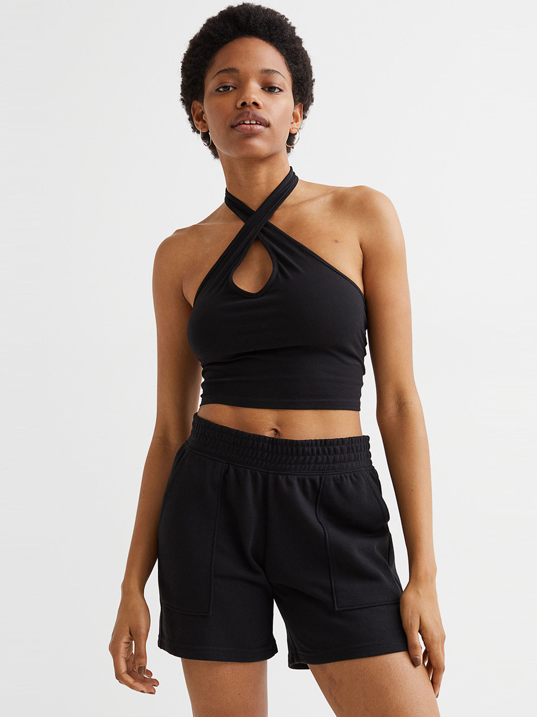 Buy H&M Women Black Solid Sweatshorts Shorts for Women 18834804 Myntra