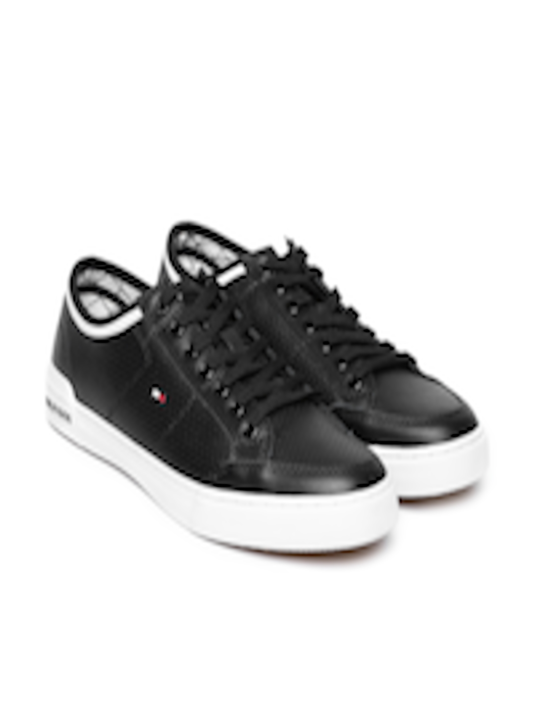 Buy Tommy Hilfiger Men Black Perforated Leather Sneakers - Casual Shoes