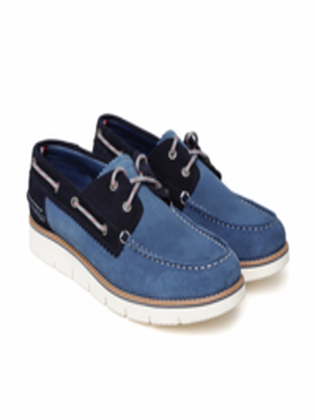 Buy Tommy Hilfiger Men Blue Colourblocked Suede Boat Shoes - Casual ...
