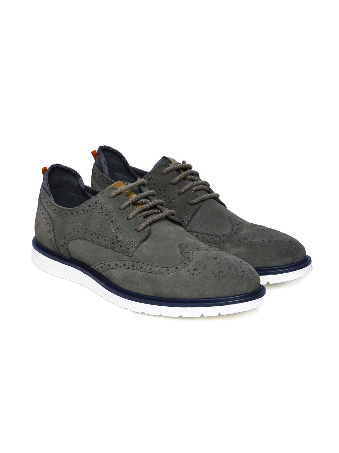 Buy Tommy Hilfiger Men Grey Suede Brogues Casual Shoes