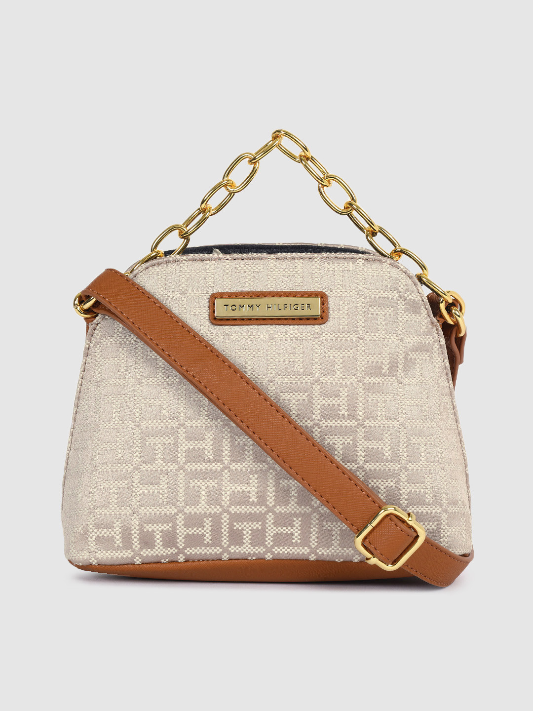 Buy Tommy Hilfiger Off White & Brown Handheld Bag Handbags for Women