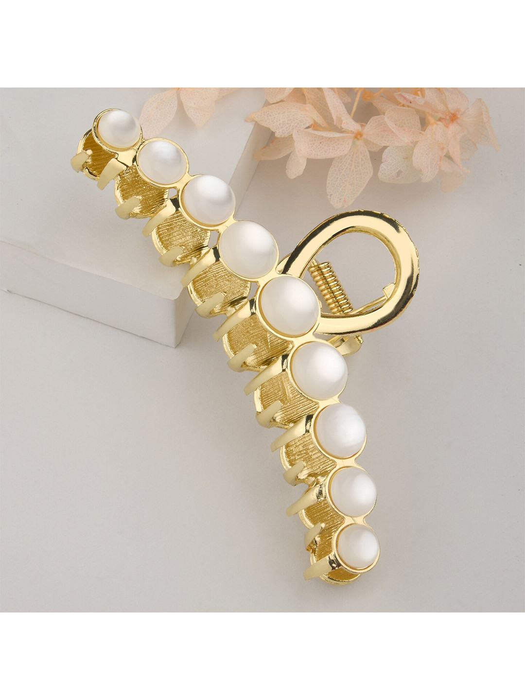 Buy Lilly & Sparkle Women Gold Toned & Cream Coloured Claw Clip Hair