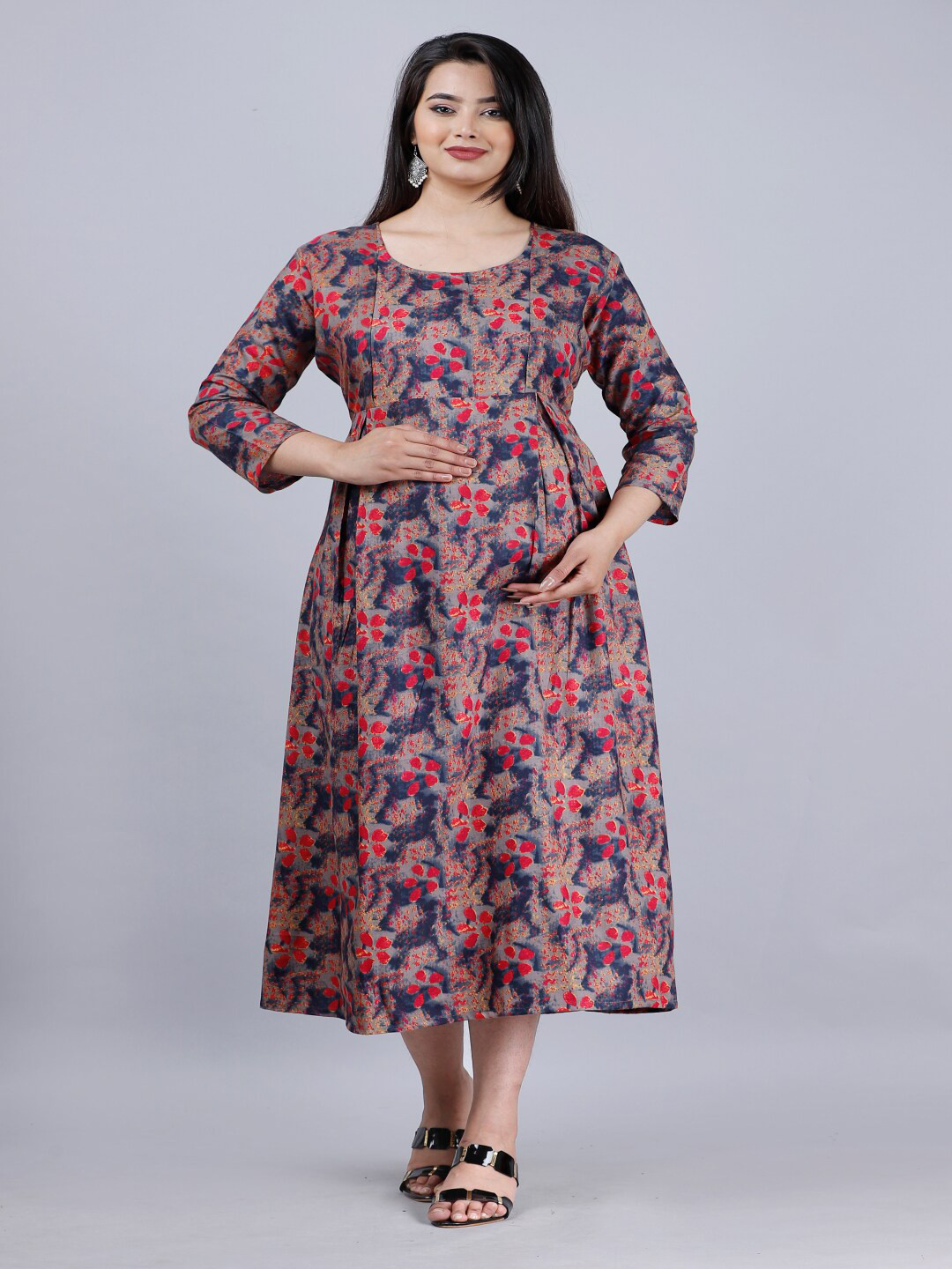 Buy Vastralay Pink Floral Maternity Midi Dress Dresses for Women