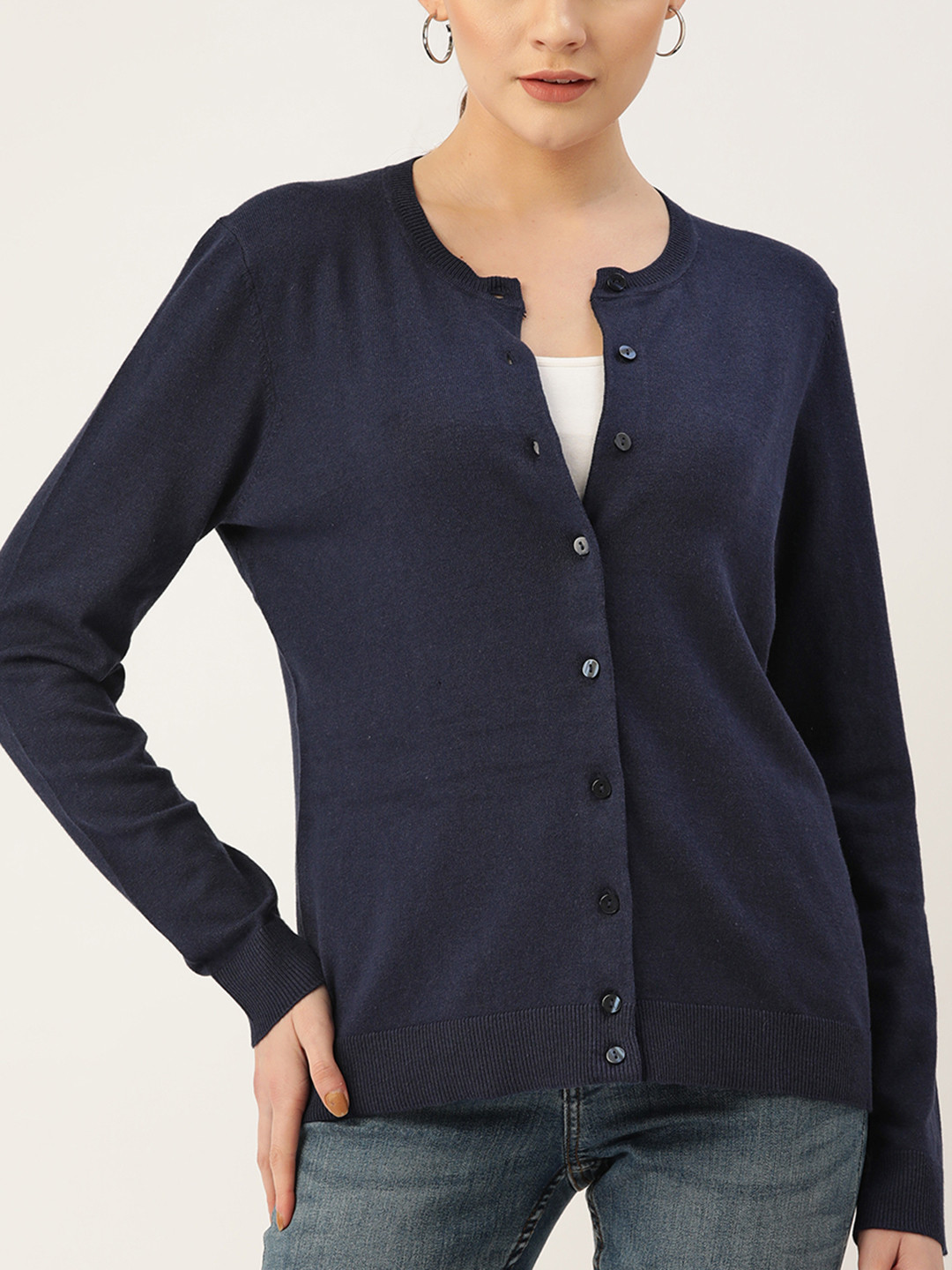 Buy Macy's Karen Scott Women Navy Blue Solid Cardigan Sweaters for