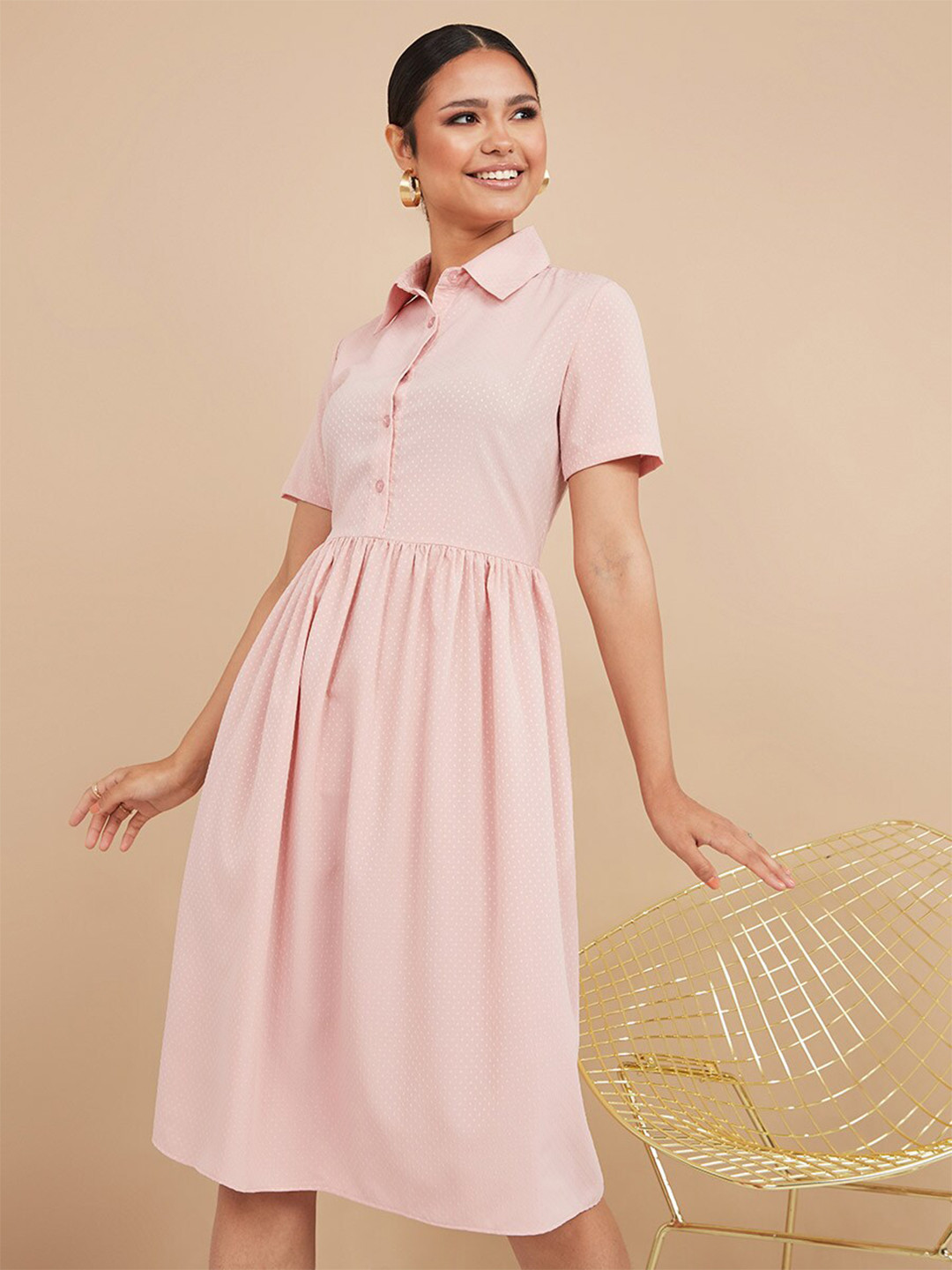 Buy Styli Pink Shirt Dress Dresses for Women 18841234 Myntra