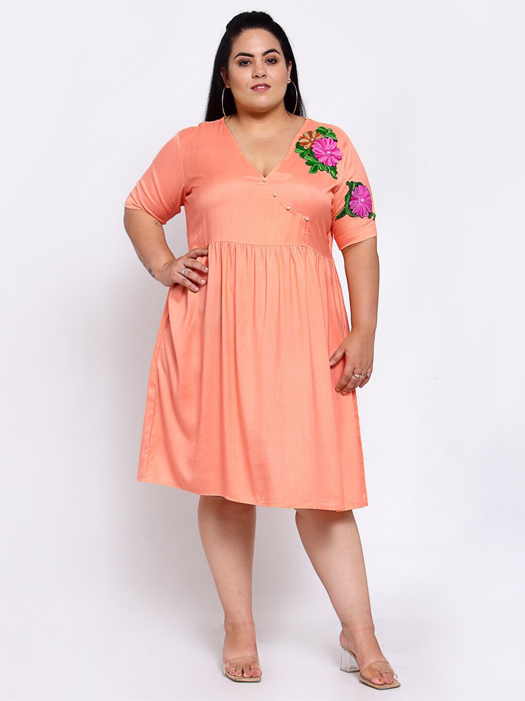 Buy FAZZN Peach Coloured Empire Dress Dresses for Women 18845066 Myntra