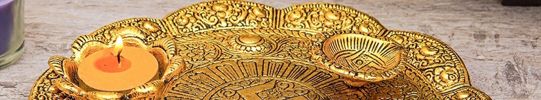 Buy StatueStudio Gold Toned Oxidised Pooja Thali - Pooja Essentials for ...