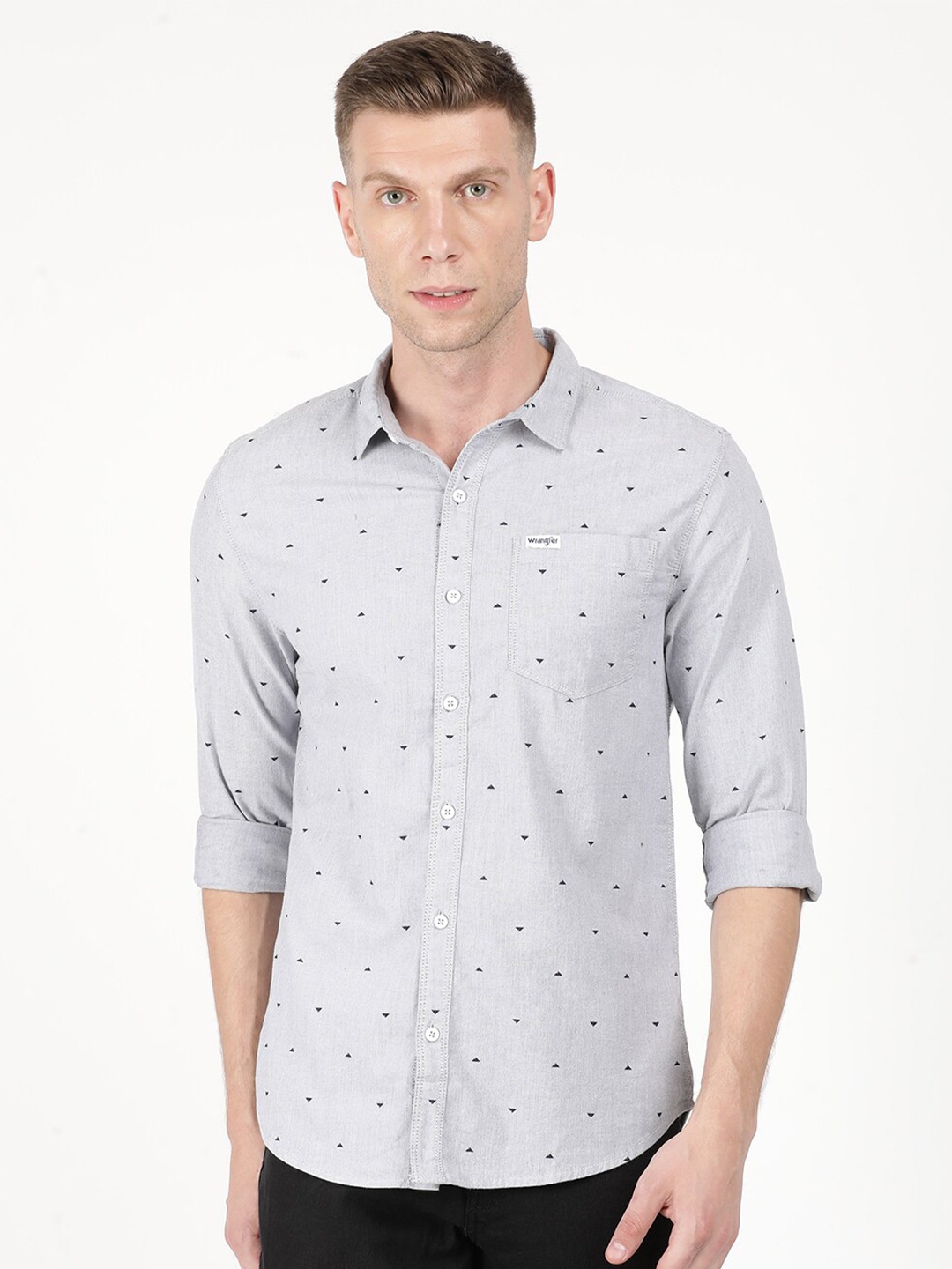 Buy Wrangler Men Grey Classic Slim Fit Printed Casual Shirt - Shirts ...
