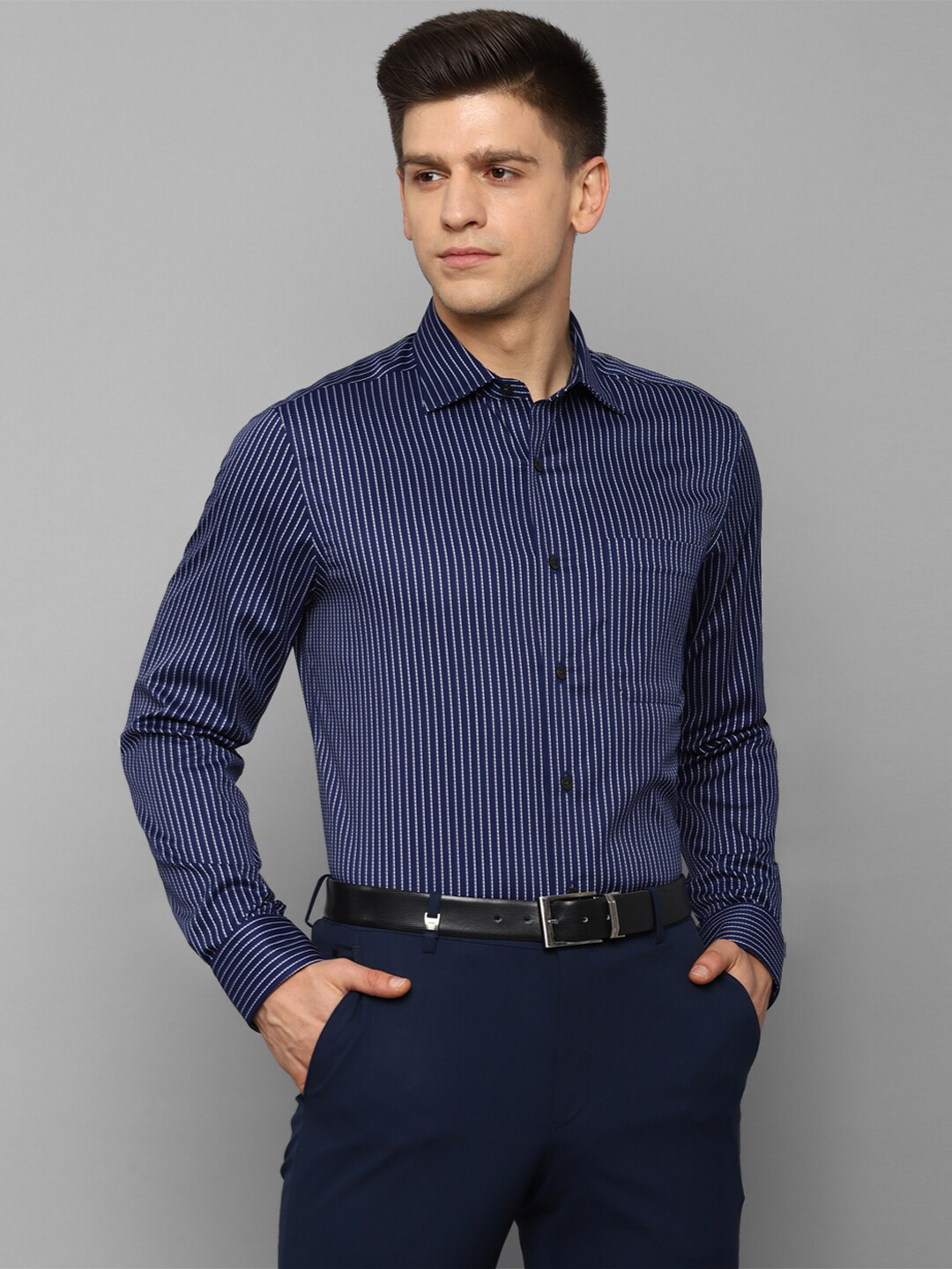 Buy Louis Philippe Men Navy Blue Striped Formal Shirt - Shirts for Men