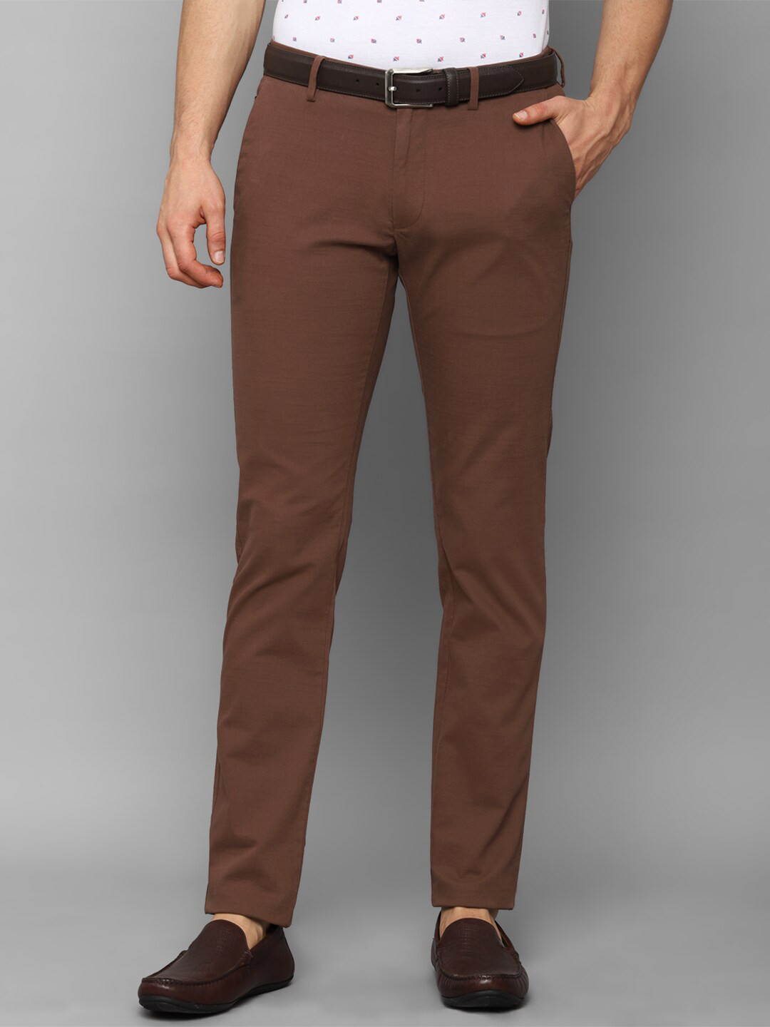Buy Allen Solly Men Maroon Textured Slim Fit Trousers Trousers for Men 18854990 Myntra