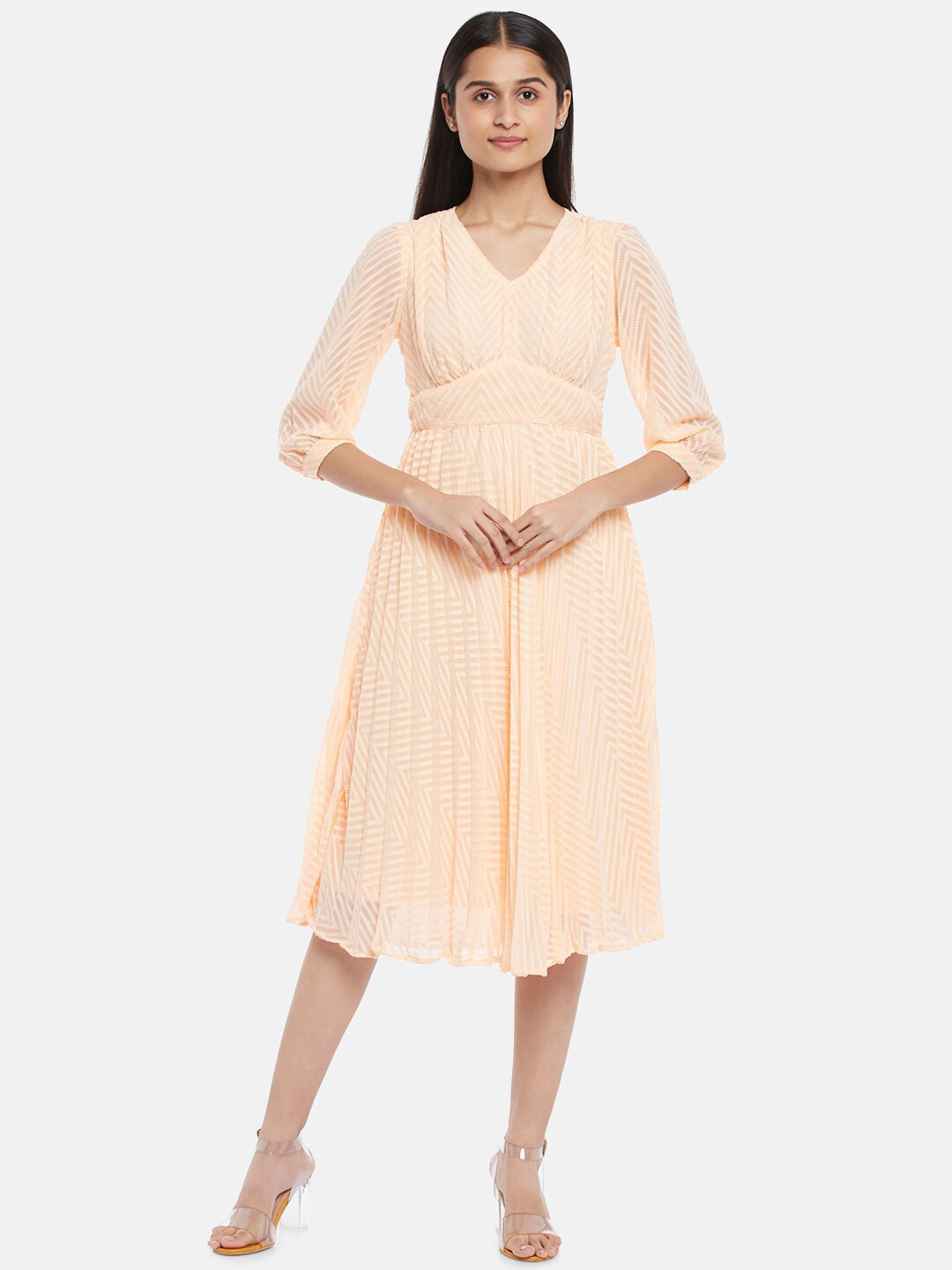 Buy Honey By Pantaloons Peach Coloured Midi Dress Dresses for Women