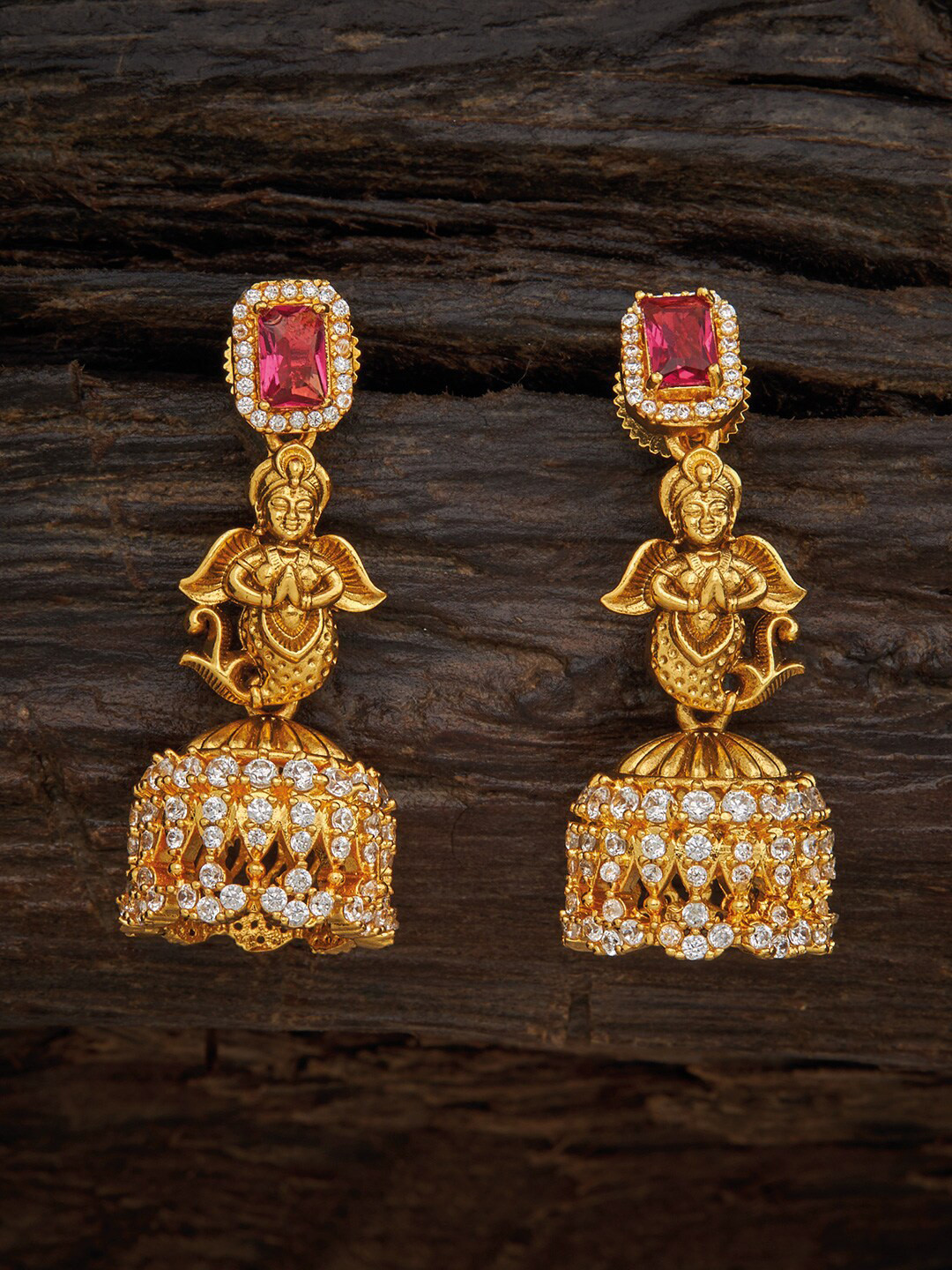 Buy Kushal's Fashion Jewellery Red Dome Shaped Studs Earrings