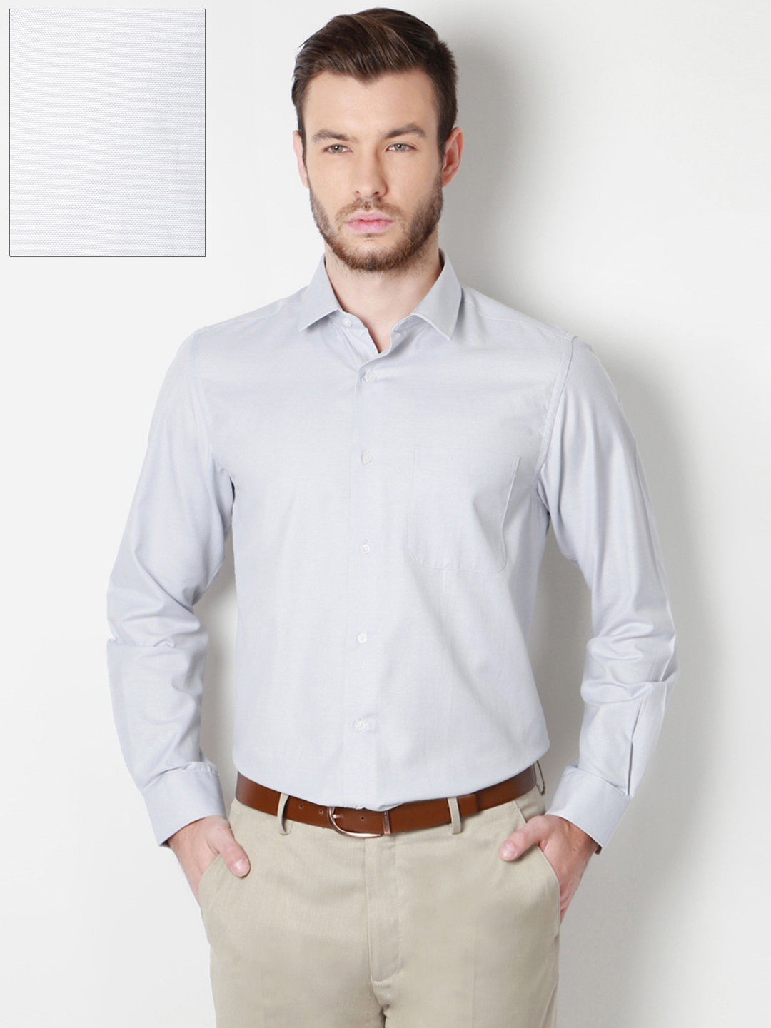 Buy Peter England Men Grey Nuvo Regular Fit Solid Formal Shirt - Shirts ...