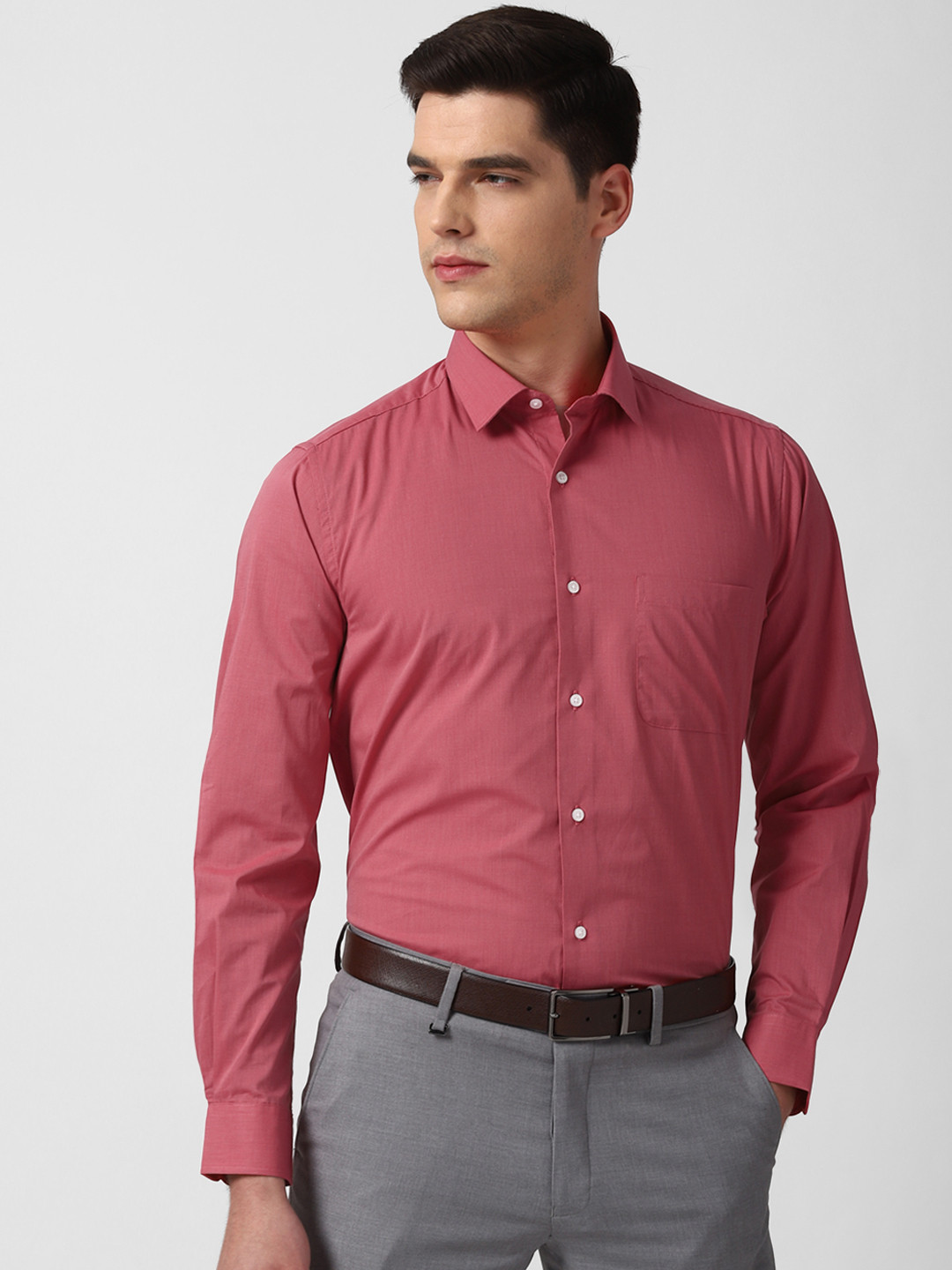 Buy Peter England Men Red Nuvo Regular Fit Solid Formal Shirt Shirts