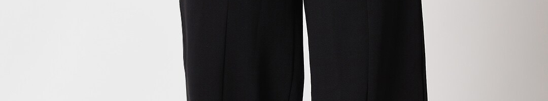 Buy Kotty Women Black Relaxed Straight Fit High Rise Easy Wash Trousers ...