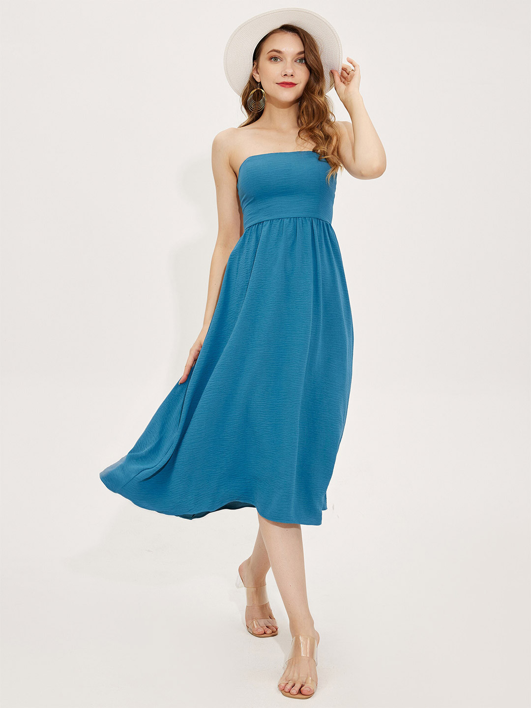 Buy URBANIC Blue Off Shoulder Midi Dress Dresses for Women 18869336