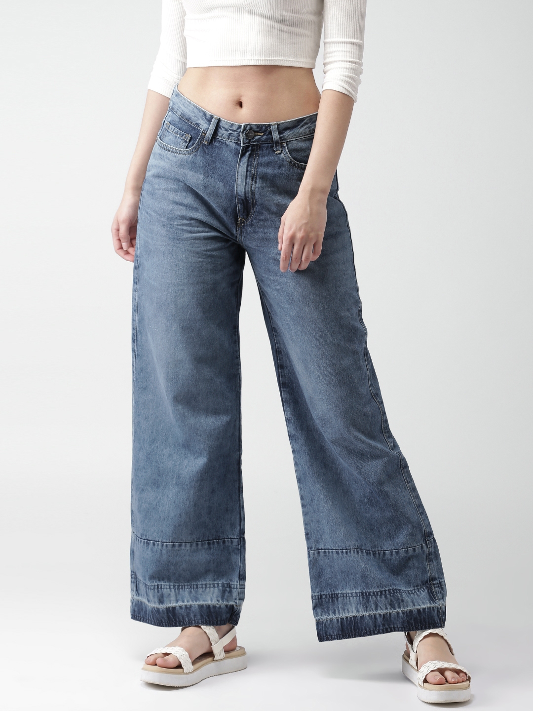 Buy Mast & Harbour Women Blue Regular Fit High Rise Clean Look Jeans ...