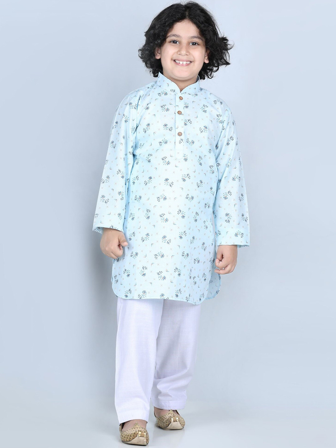 Boys Blue Embroidered Kurta Set