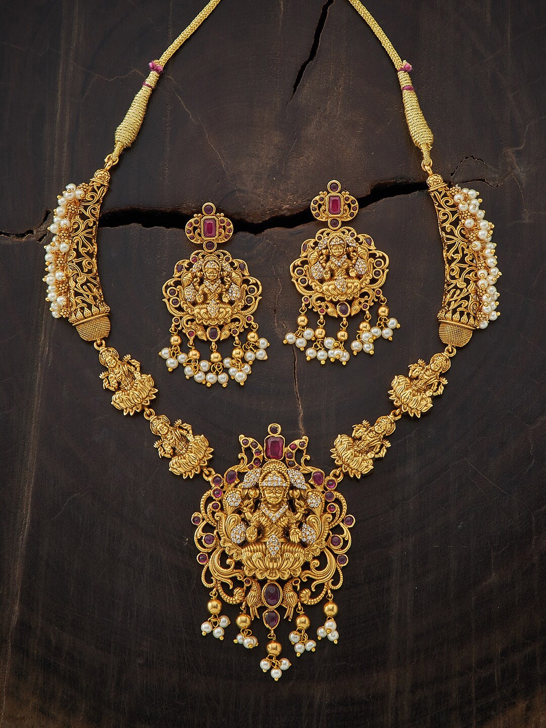 Buy Kushal's Fashion Jewellery Gold Plated Red Stone Studded Jewellery Set Jewellery Set for