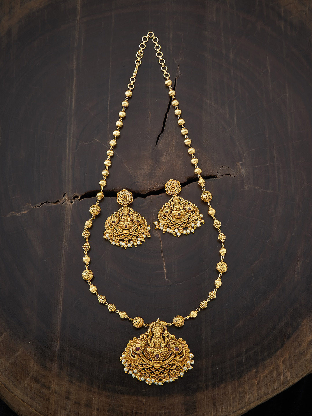 Buy Kushal's Fashion Jewellery Gold Plated Red Stone Studded Jewellery Set Jewellery Set for