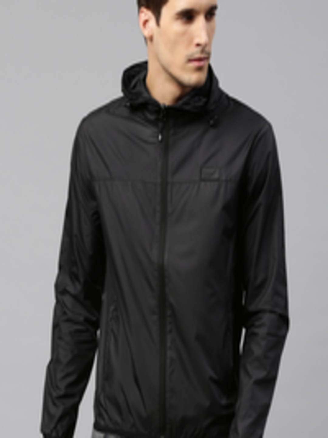 Buy HRX By Hrithik Roshan Men Black Hooded Jacket - Jackets for Men ...