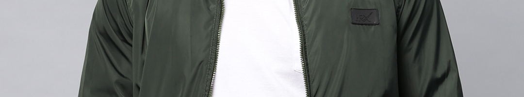 Buy HRX By Hrithik Roshan Men Olive Green Solid Bomber Jacket - Jackets ...