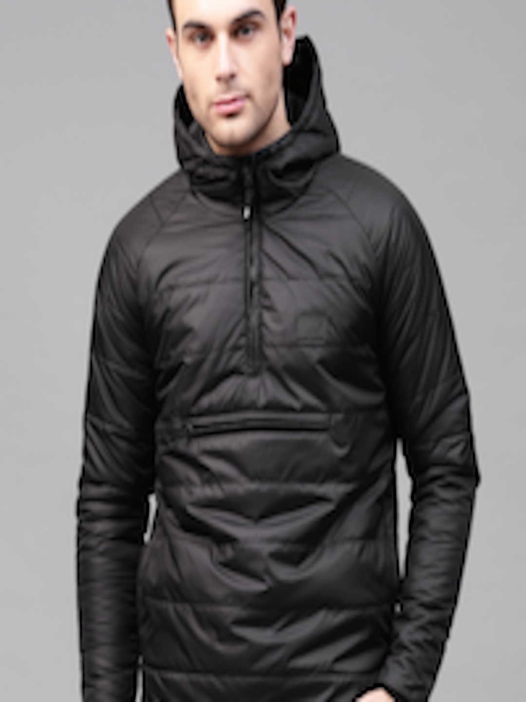Buy HRX By Hrithik Roshan Men Black Solid Hooded Padded Jacket ...