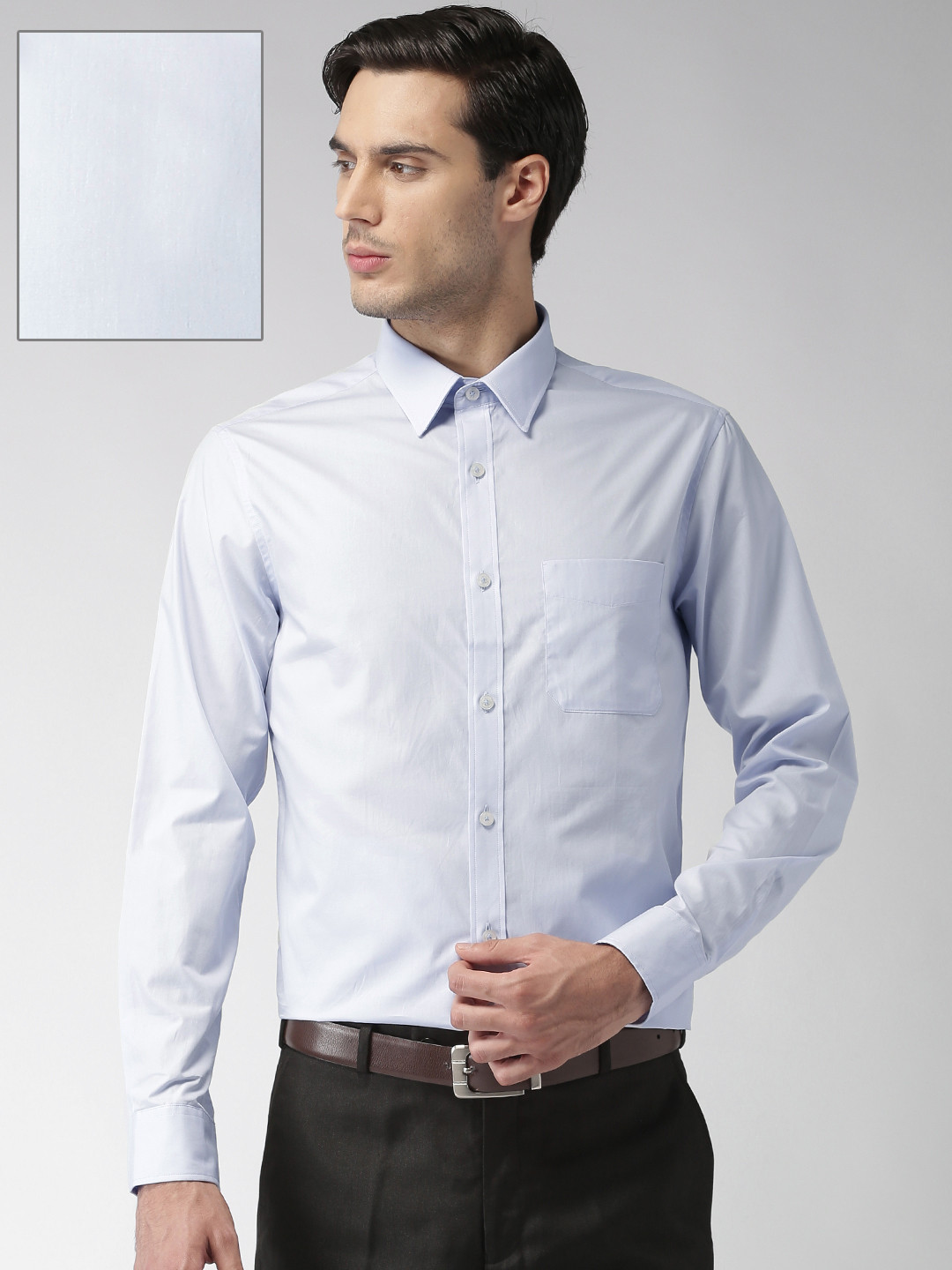 Buy U.S. Polo Assn. Tailored Men Blue Tailored Fit Solid Formal Shirt