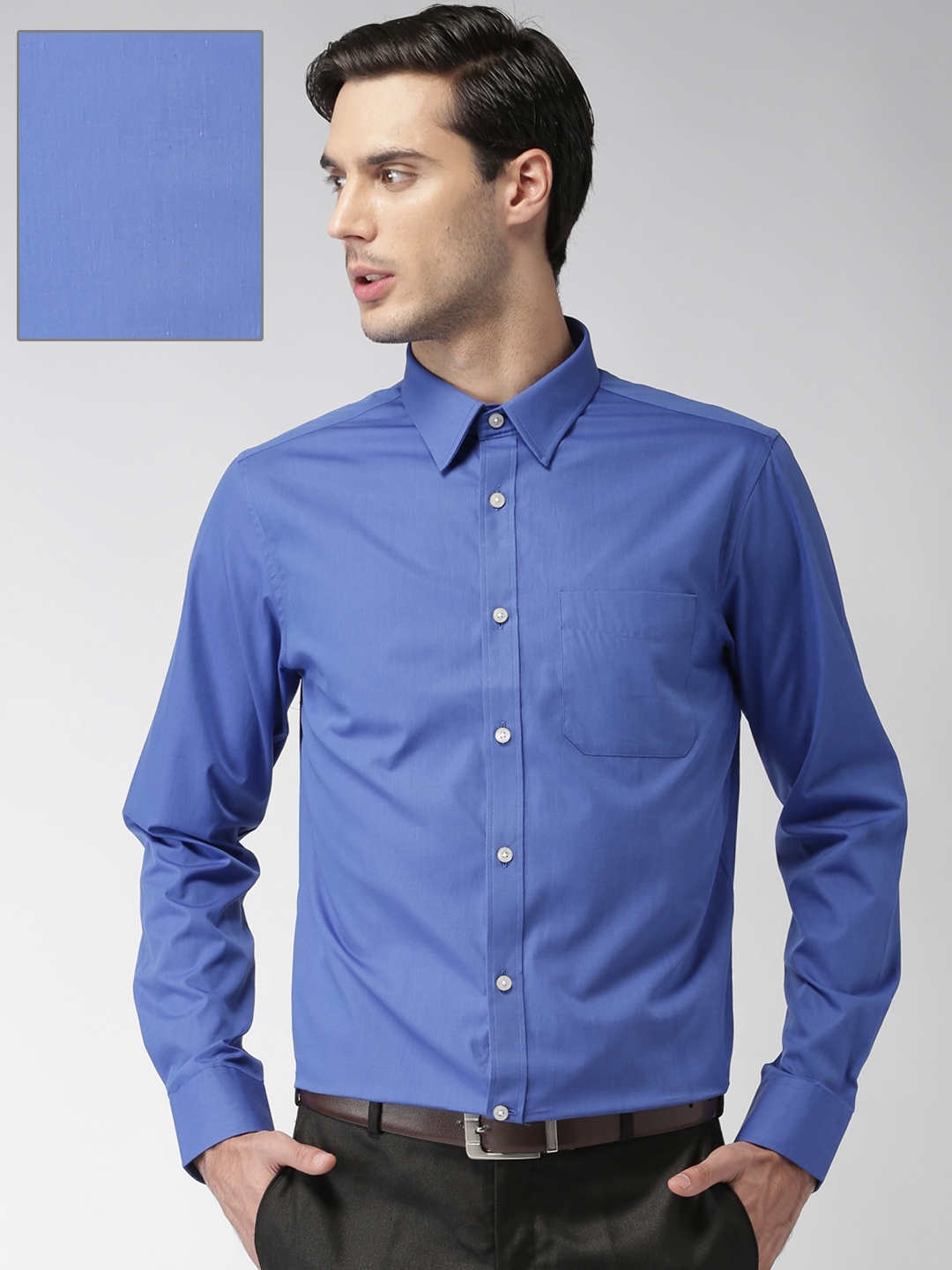 Buy U.S. Polo Assn. Tailored Men Blue Tailored Fit Solid Formal Shirt ...