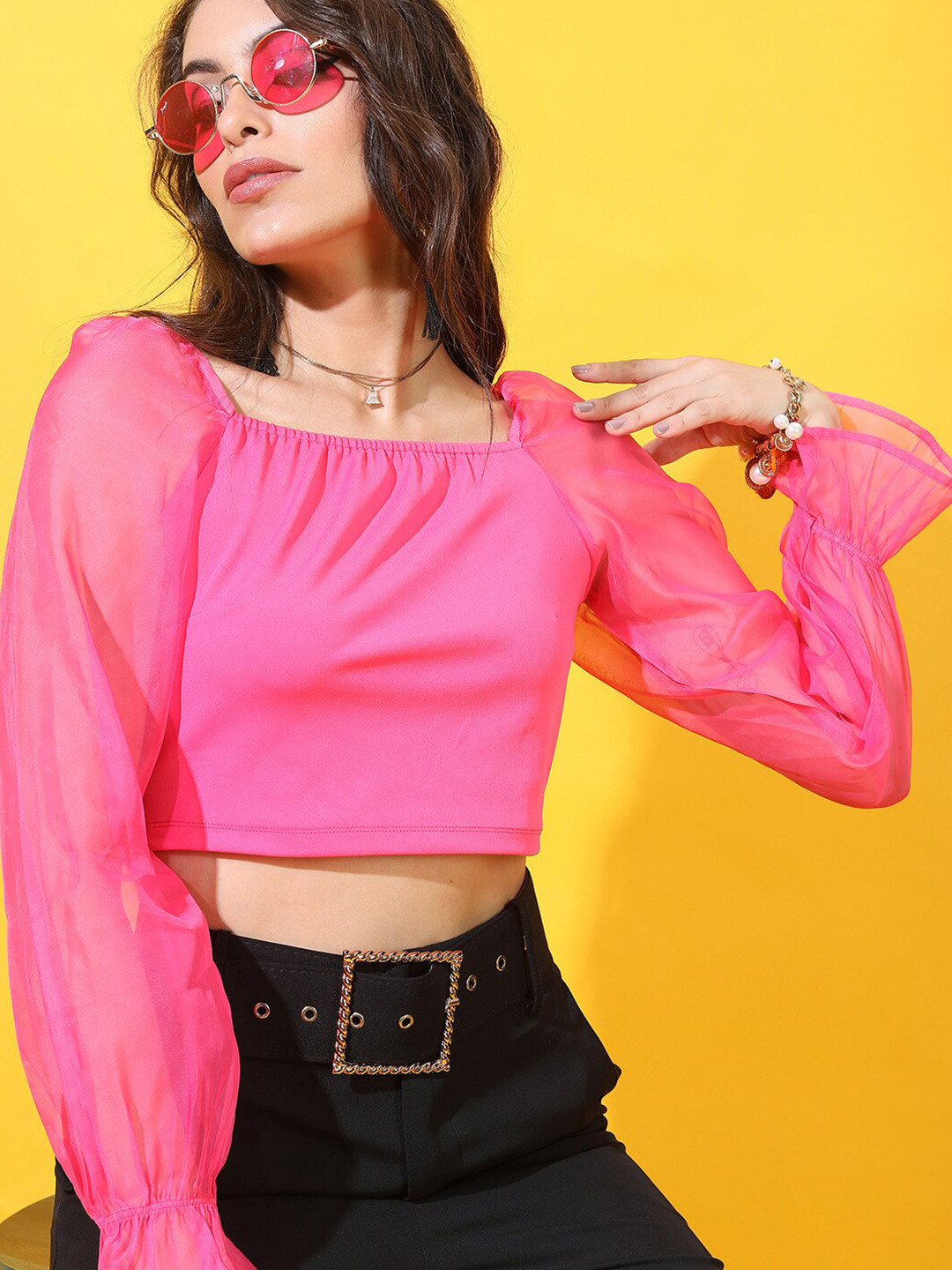 Buy Tokyo Talkies Pink Crop Top - Tops for Women 18876250 | Myntra