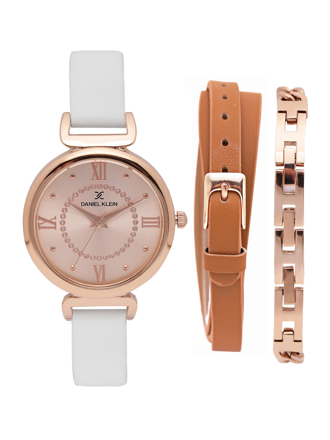 Buy Daniel Klein Women Gold Toned Embellished Analogue Watch With Changeable Straps DK11424 4