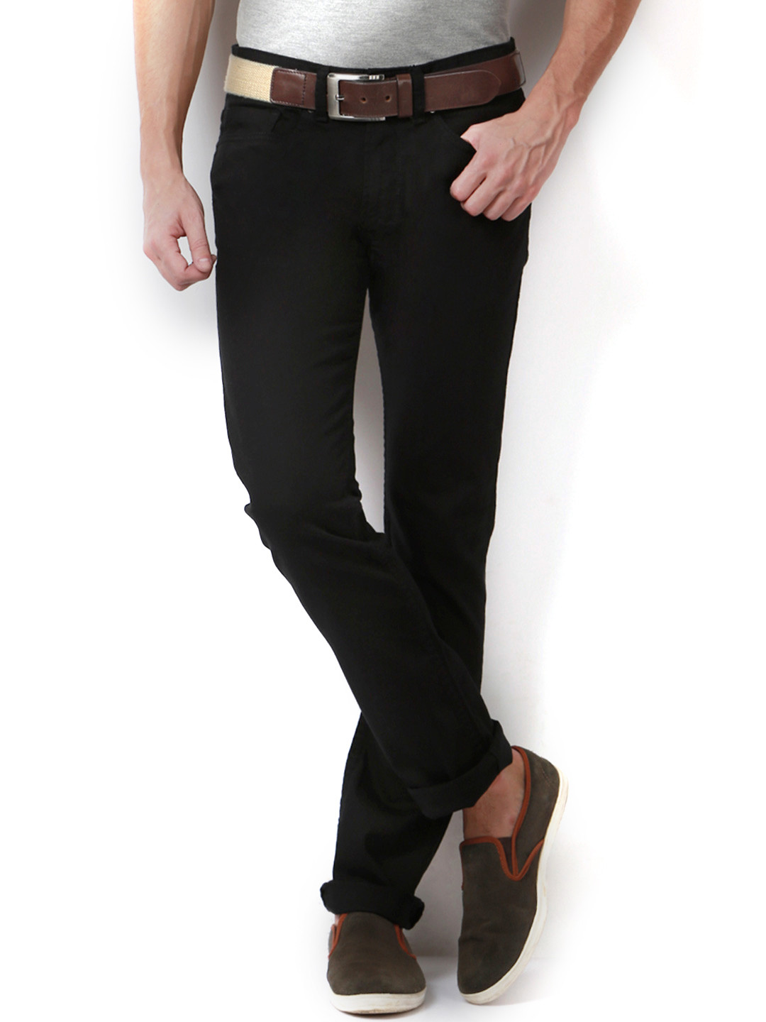 Buy Peter England Men Black Tapered Fit Mid Rise Clean Look Jeans