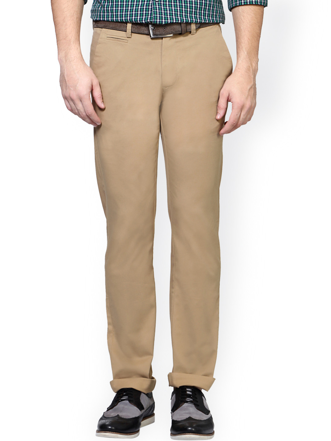 Buy Peter England Men Khaki Skinny Fit Solid Chinos Trousers for Men