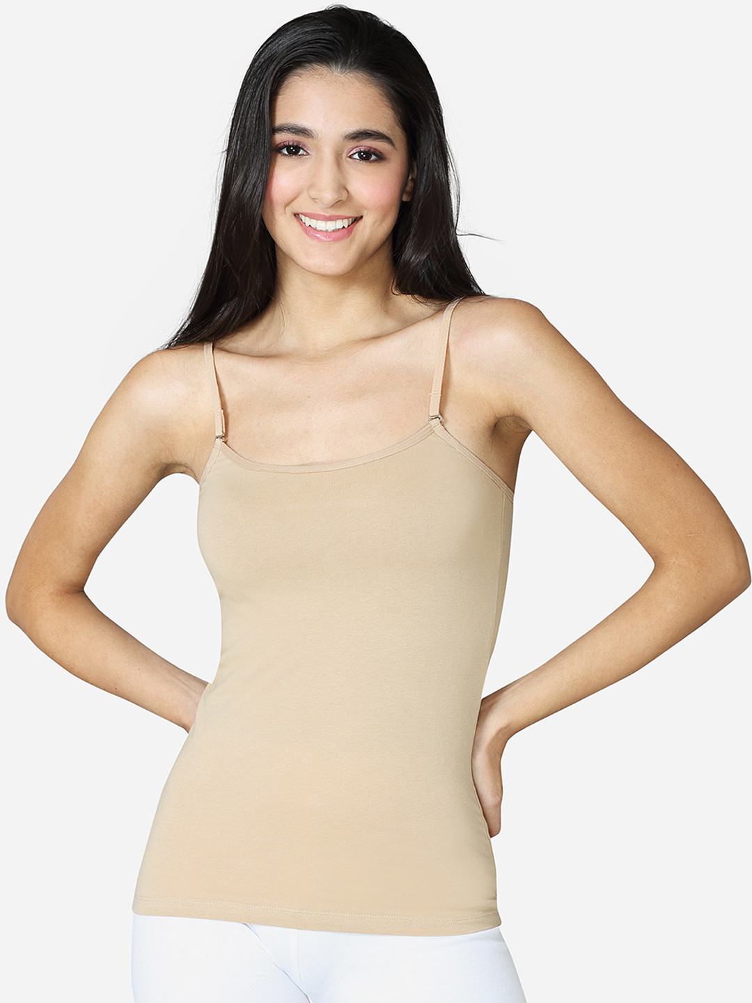 Buy VStar Women Beige Solid Pure Combed Cotton Camisole Camisoles for