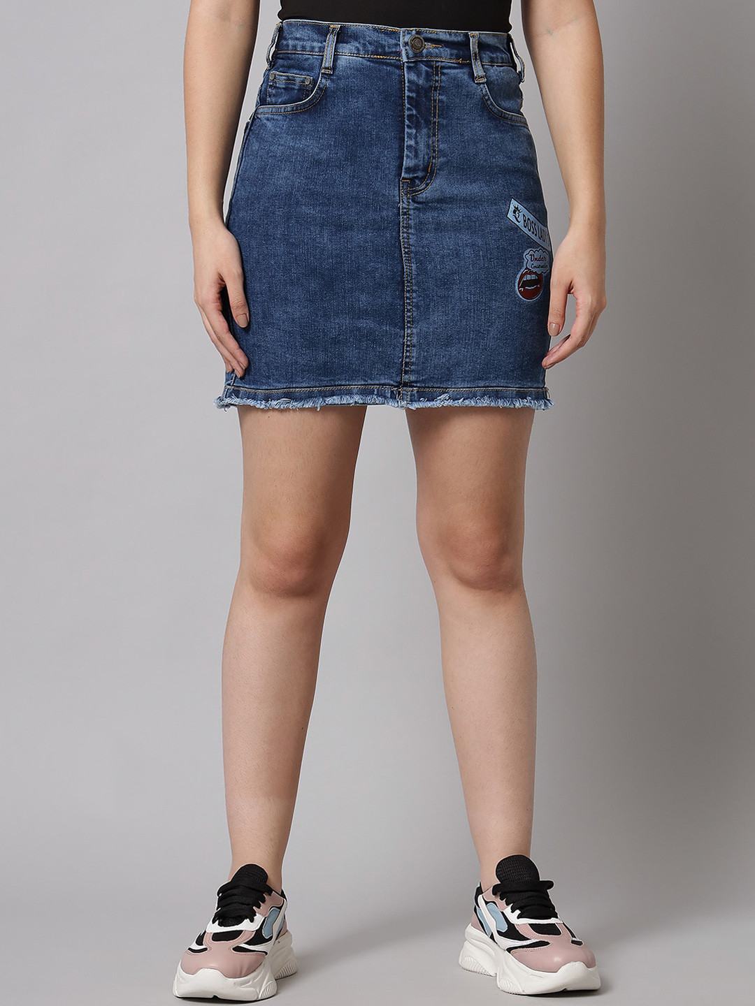 Buy The Dry State Women Blue Solid Denim Skirts Skirts for Women